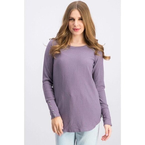 Chaser Lilac Purple Thermal Knit Long Sleeve Button Cuff T-Shirt S - Picture 1 of 4